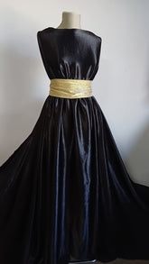 Matase Satinata Negru Lucios, elastică MAT1275